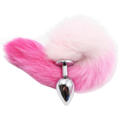 14' Stainless Steel Pink and White Fox Tail Plug