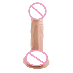 Curvy 7 Inch Dildo With Testicles and Suction Cup