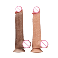 Double Layer Skin-Like 9 Inch Dildo With Suction Cup