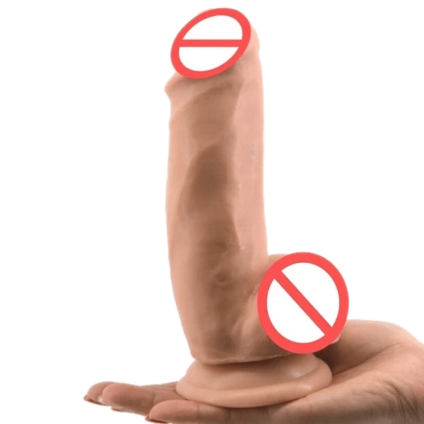 Thick 6 Inch Suction Cup Dildo With Testicles