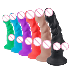 Colorful Ribbed Suction Cup Dildo