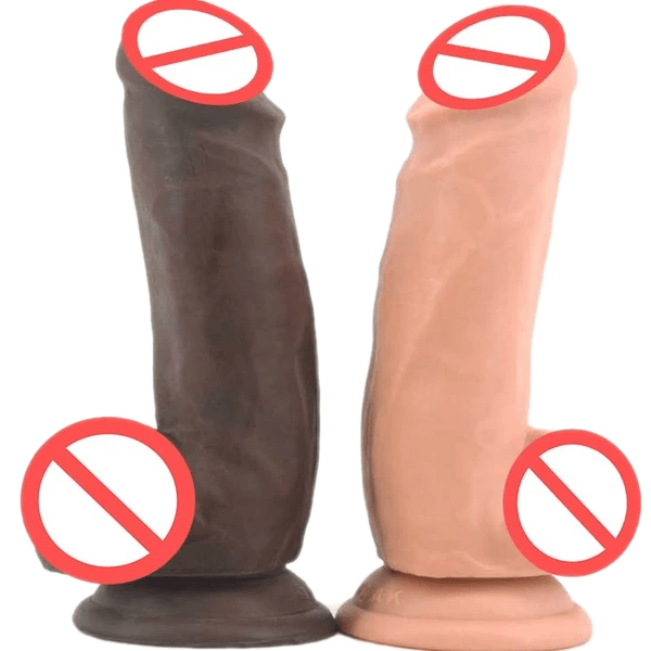 Thick 6 Inch Suction Cup Dildo With Testicles