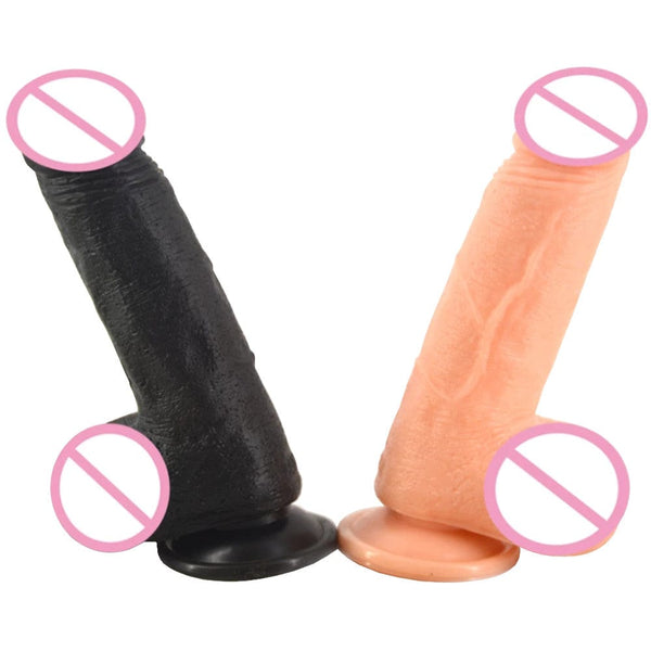 Erotic Big Fat Thick Dildo With Suction Cup and Testicles