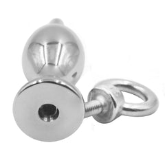 Shiny Metal Butt Plug With Pull Ring 2.83 to 4 Inches Long