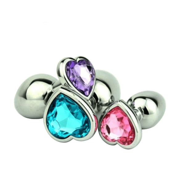 Jeweled Heart-shaped Metal Princess Plug, 10 Colors 3'