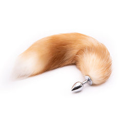 16' - 17' Light Brown Fox Tail Metal Butt Plug