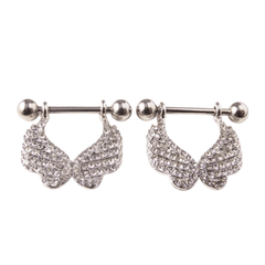 Beaded Crystal Angel Wing Nipple Barbell