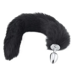 Black Wolf Tail with Stainless Steel Butt Plug