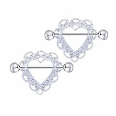 Lace-Style Heart Shaped Nipple Rings