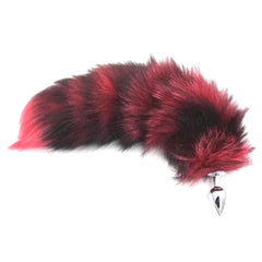 Black and Red Stripes Metallic Tail Butt Plug