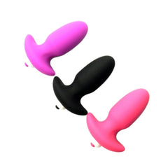 Colored Hollow Silicone Vibrating Butt Plug 4.13 Inches Long