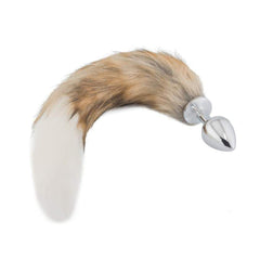 Brown with White Cat Metal Tail Plug, 18'