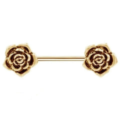 Stainless 14G Rose Nipple Bars