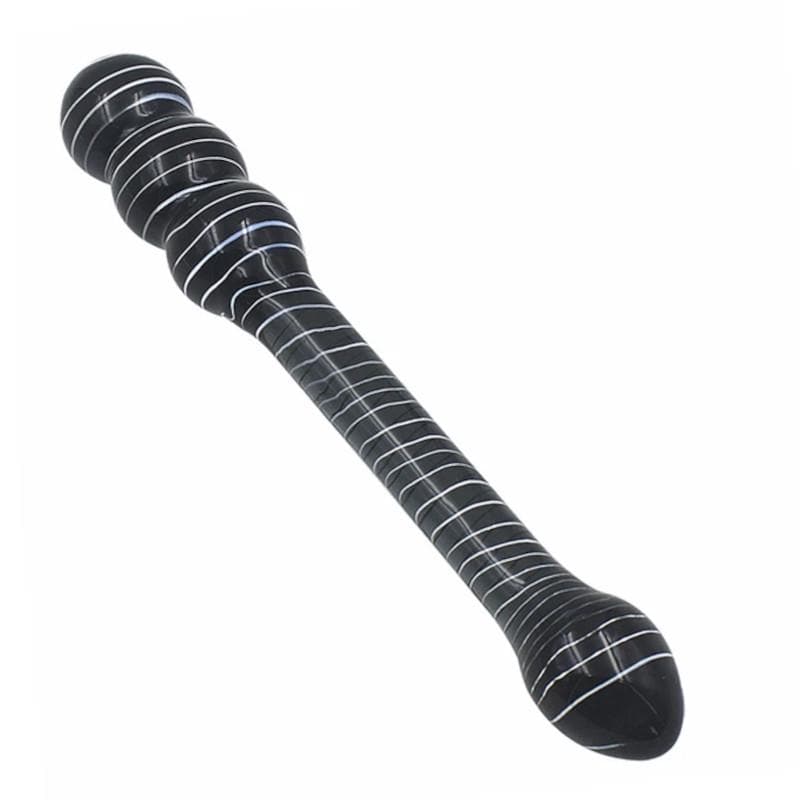 Black and White Striped Double Headed Dildo