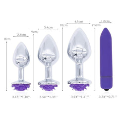 Purple Rose Metal Butt Plug and Vibrator 3.15 to 3.94 Inches Long