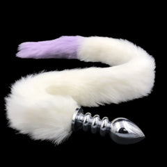 31' Stainless & Silicone White and Purple Tail Plug