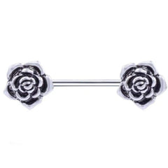 Stainless 14G Rose Nipple Bars