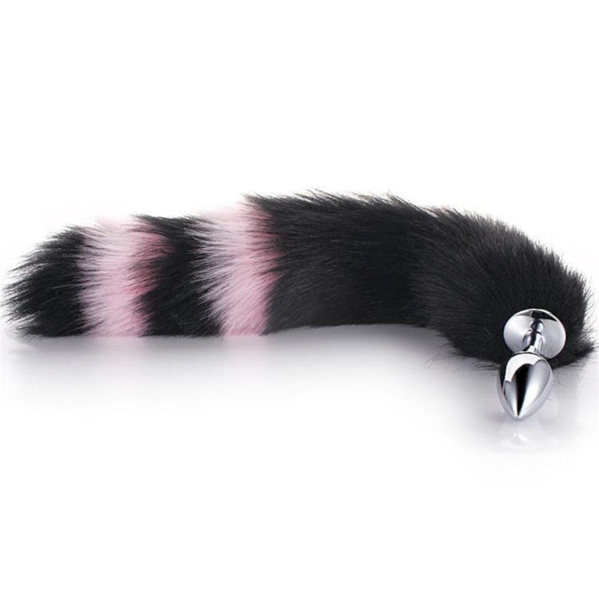 Black with Pink Fox Metal Tail Plug, 14'