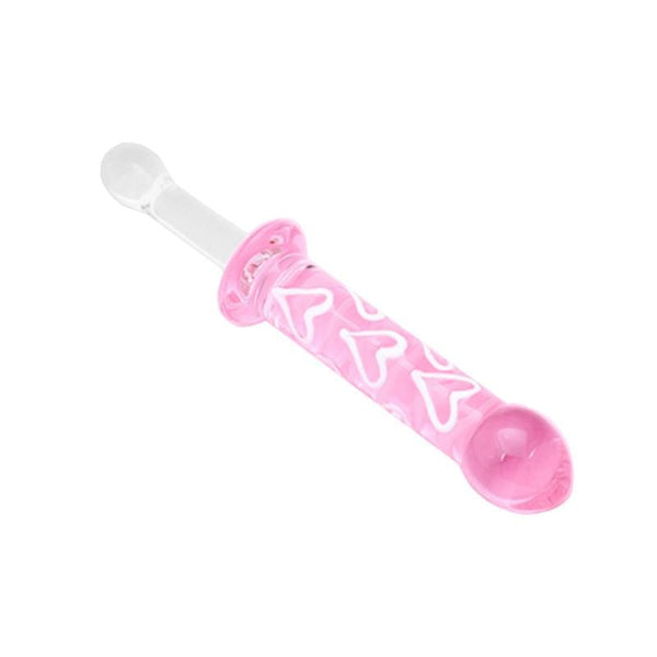 Sexy Pink Crystal Glass Heart Dildo