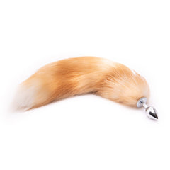 16' - 17' Light Brown Fox Tail Metal Butt Plug