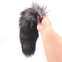 15' Dark Fox Tail with Princess-type Steel Plug and Extra Vibrator