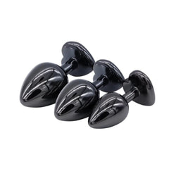 Gunmetal Heart-Shaped Butt Plug With Extra Vibrator 2.76 to 3.74 Inches Long