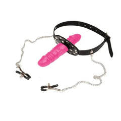 Double Ended Gag With Nipple Clamps