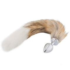 Brown with White Cat Metal Tail Plug, 18'