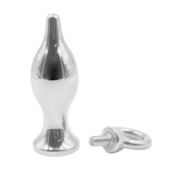 Shiny Metal Butt Plug With Pull Ring 2.83 to 4 Inches Long