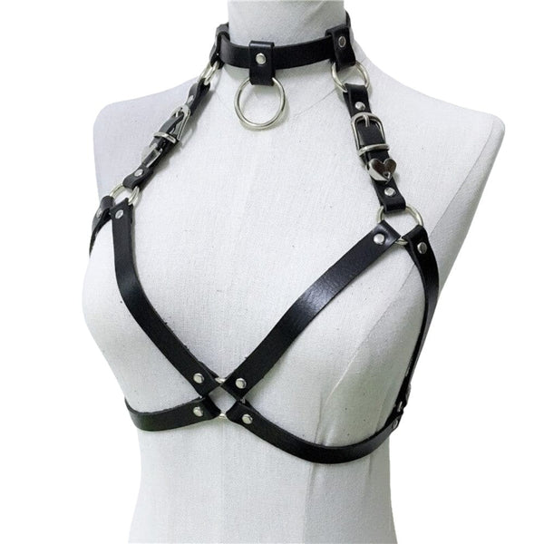 Bondage Leather Harness Slut Collar