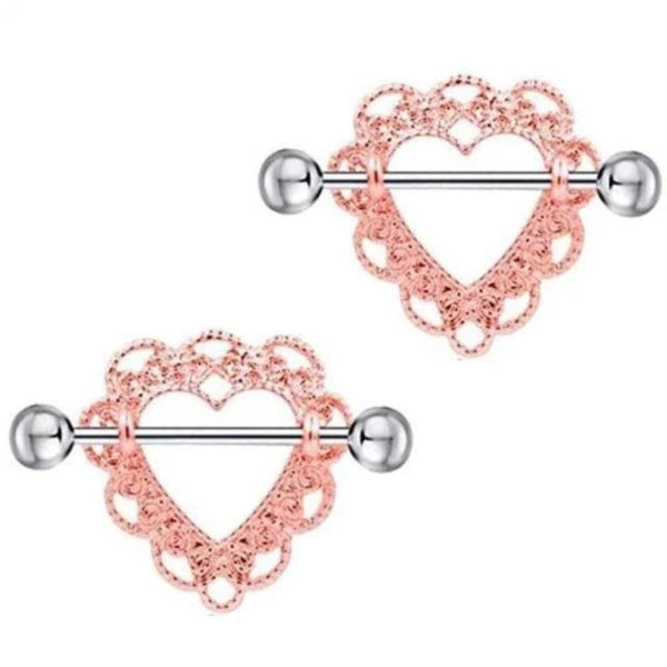 Lace-Style Heart Shaped Nipple Rings