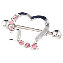 Jeweled Heart Nipple Piercings