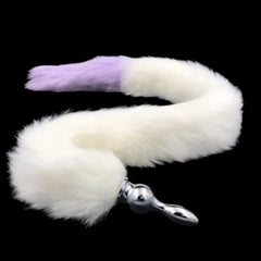 31' Stainless & Silicone White and Purple Tail Plug