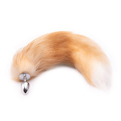 16' - 17' Light Brown Fox Tail Metal Butt Plug