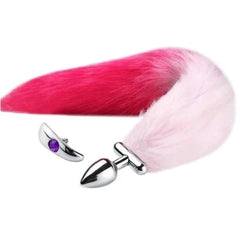 Flexible and Removable Fur Metallic Tail Butt Plug 17 Inches Long