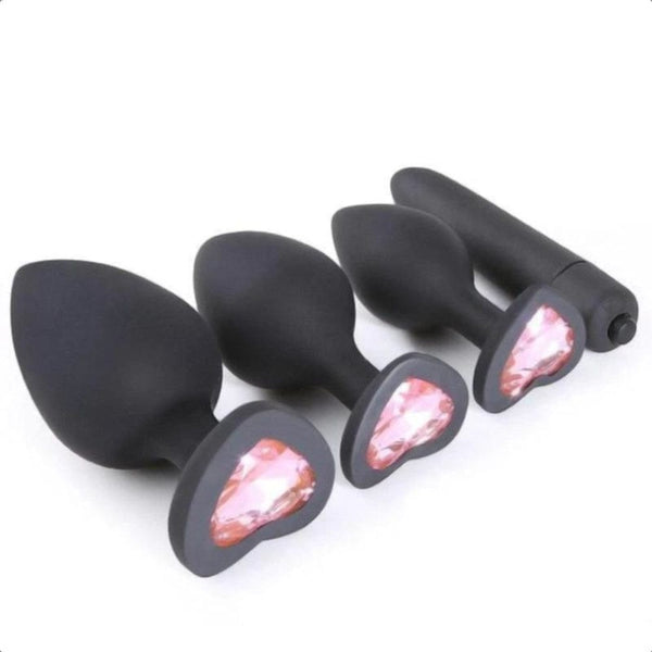 Silicone Anal Training Kit With Extra Vibrator 4pcs