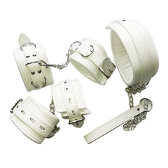 Fashionable White Leather Cuffs Set