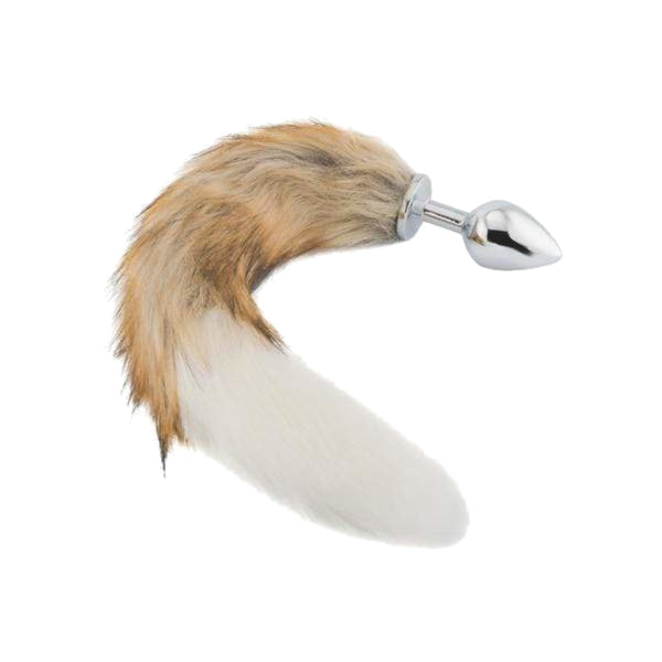 Brown with White Cat Metal Tail Plug, 18'