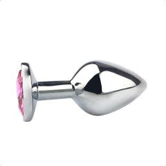 Jeweled Stainless Steel Butt Plug and Vibrator 2.87 to 4.02 Inches Long