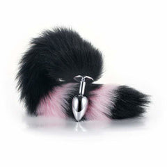 Black with Pink Fox Metal Tail Plug, 14'