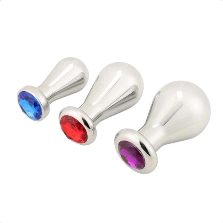 Stainless Steel Bulb Jeweled Butt Plug 3pcs Set