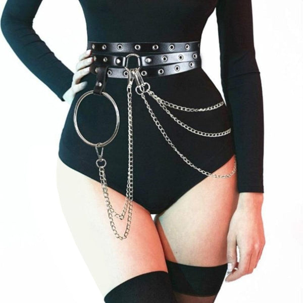 Leather and Chains BDSM Belt