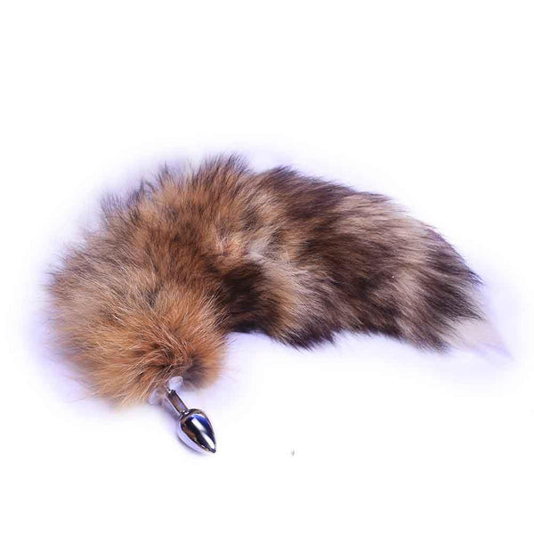 Long Brown Fox Tail With Plug Shaped Metal Tip