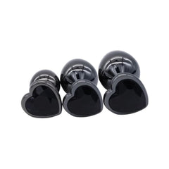 Gunmetal Heart-Shaped Butt Plug With Extra Vibrator 2.76 to 3.74 Inches Long