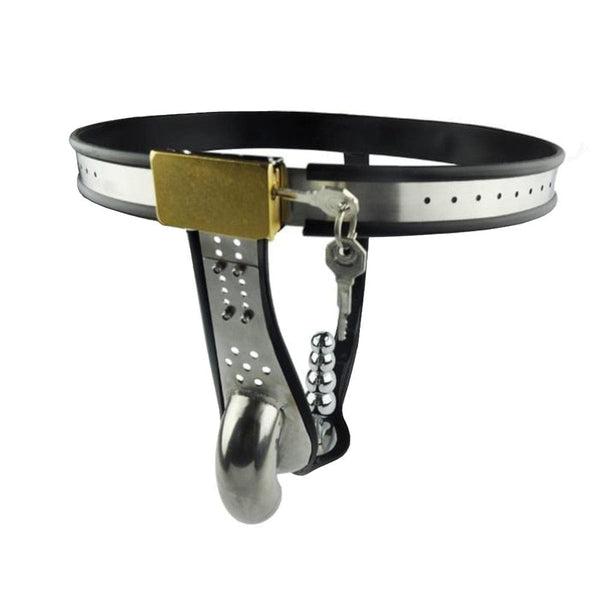 Locked and Plugged Male Chastity Belt