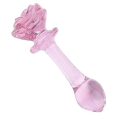 Lovely Pink Glass Rose Dildo