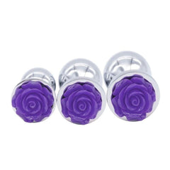 Purple Rose Metal Butt Plug and Vibrator 3.15 to 3.94 Inches Long