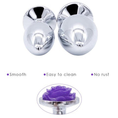 Purple Rose Metal Butt Plug and Vibrator 3.15 to 3.94 Inches Long