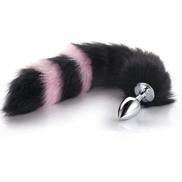 Black with Pink Fox Metal Tail Plug, 14'