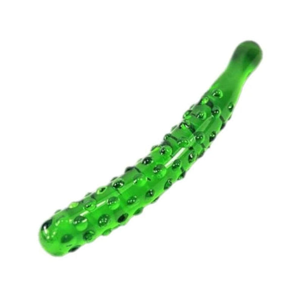 Green Glass Cucumber Textured Dildo